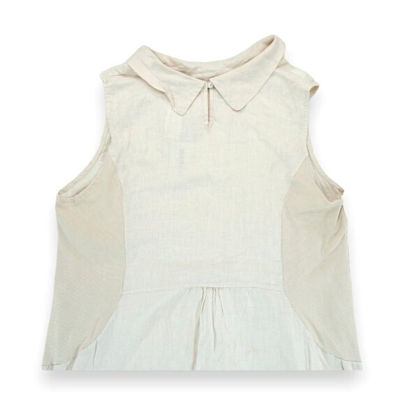 NWT Puro Lino Dress Women 3X Linen Shift Italy Work Party Dots‎ Beige Sleeveless - Picture 2 of 10